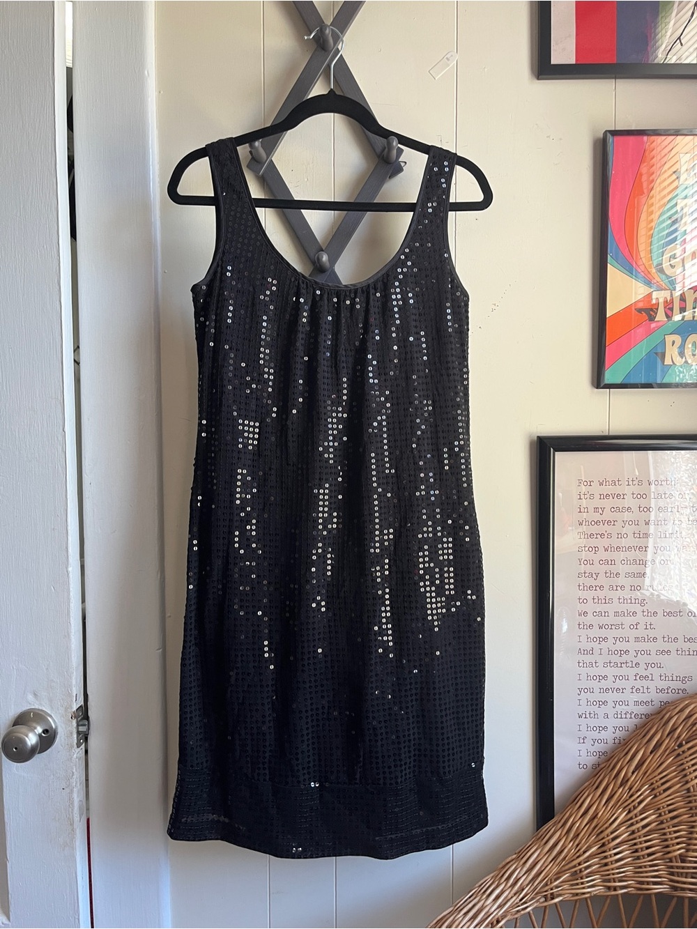 New York & Company Black Sequin Midi Dress